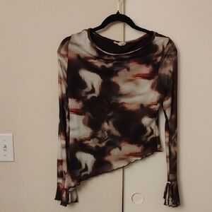 See You Monday Long Sleeve Top - Brown and Cream